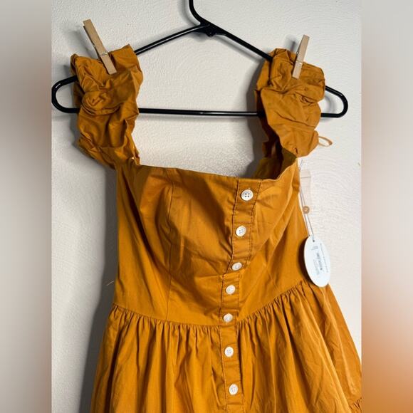 NWT Staud Mini Off The Shoulder Elio Dress In Honey - Picture 4 of 8